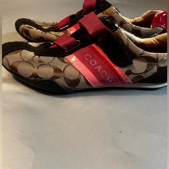 Coach JENNY Signature Trainers Sneakes Sz 8 Women Elastic Closure Patent - Picture 3 of 12